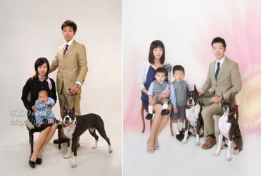 ペットと家族写真 家族記念写真、ファミリーフォト、ペットと一緒の写真を撮影