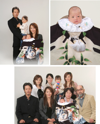 江戸川区の写真館 お宮参り写真見本 赤ちゃんお一人でお利口でした