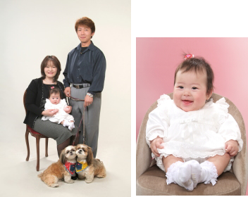 江戸川区の写真館 ペットと一緒にお宮参り写真 ペットも赤ちゃんも可愛いこと